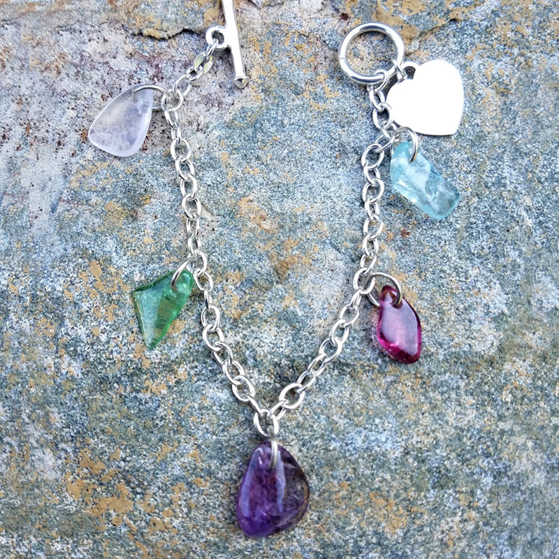 Tourmaline and pink amethyst gemstone sterling silver necklace and pendant